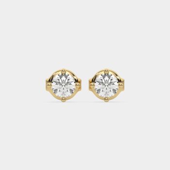 Frosted Halo Studs 10K Yellow Gold